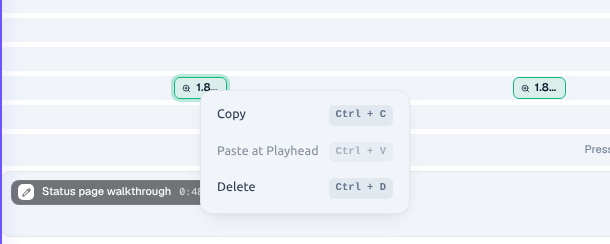 Right-click menu on a region